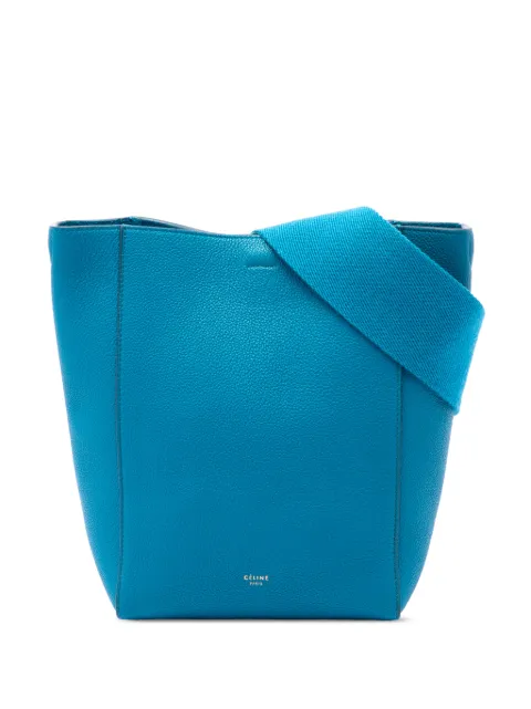 Celine Pre-Owned 2017 Small Soft Grained Calfskin Seau Sangle bucket bag Blue BMV08VCCYFL1B7JC