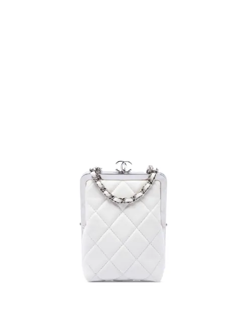 CHANEL Pre-Owned 2021 CC Quilted Acrylic and Lambskin Evening Clutch With Chain crossbody bag White B215YWCT86YJ1GHH