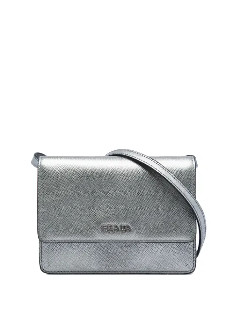 Prada Pre-Owned 2010-2015 Saffiano Wallet on Strap crossbody bag Silver B1O28J9EJQLE60MB