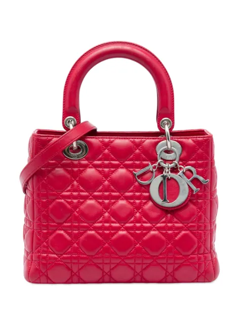 Christian Dior Pre-Owned 2011 Medium Calfskin Cannage Lady Dior satchel Red B1ZFGJJTO26MF0JI