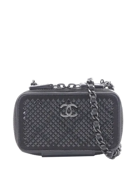 CHANEL Pre-Owned 2021-2026 CC Lambskin Satin Strass Studded So Black Clutch with Chain crossbody bag Black R2N98QMG53FGYAD5