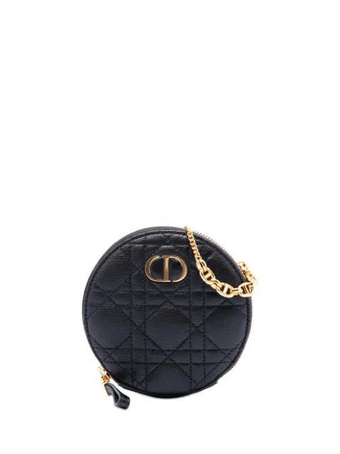 Christian Dior Pre-Owned 2021 Calfskin Cannage Round Caro Pouch with Chain crossbody bag Black 35WGLJFBKN06SQ3J