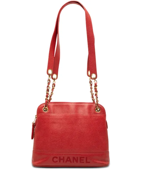 CHANEL Pre-Owned 1996-1997 Caviar Logo Chain shoulder bag Red LGCPPT9VJ6C8R3YV