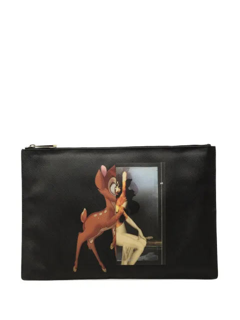 Givenchy Pre-Owned 2014 Bambi Printed Leather Zip clutch bag Black EC44WEG7AE3NRWR0