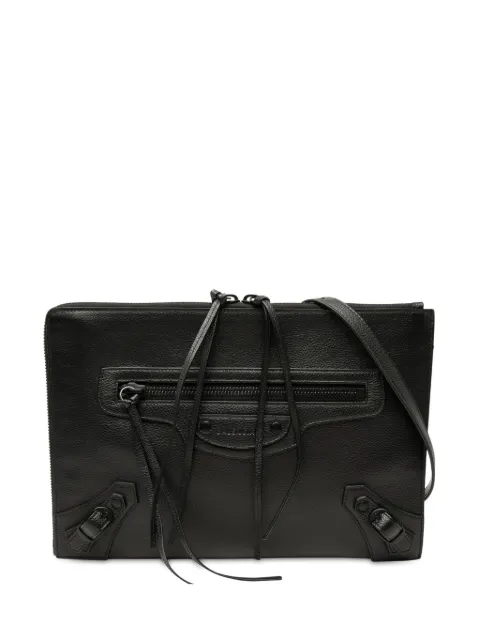 Balenciaga Pre-Owned 2000-2026 Grained Calfskin Neo Classic Compact Clutch with Strap crossbody bag Black 890BF610MHBA32KS