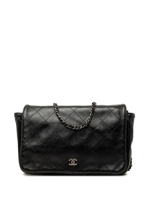 CHANEL Pre-Owned 2013-2014 CC Quilted Lambskin Full Flap Wallet on Chain crossbody bag Black ACRSIDUQ59LSCYJT