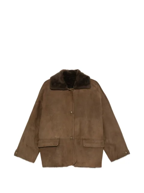 Liska shearling-collar button-fastening jacket Brown GS251371