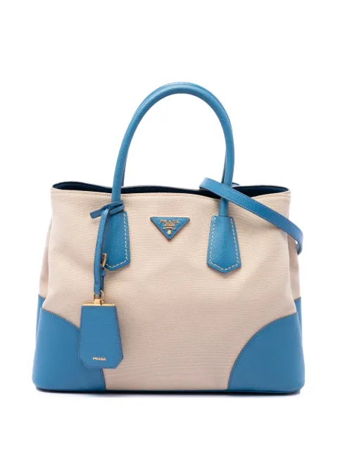 Prada Pre-Owned 2010-2026 Medium Saffiano Cuir Trimmed Canvas Double satchel Neutrals VDPLVYYZ46EKUJNK