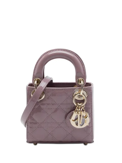 Christian Dior Pre-Owned 2022 Micro Patent Cannage Lady Dior satchel Pink KV3AGEDLRCNF5DOL