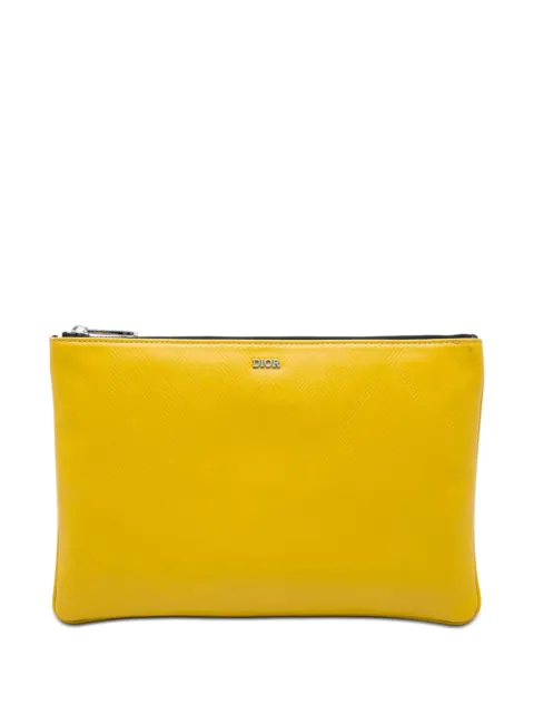 Christian Dior Pre-Owned 2022 Coated Canvas CD Diamond clutch bag Yellow JLNXLFG5MGF39ADT