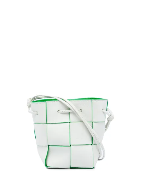 Bottega Veneta Pre-Owned 2012-2026 Mini Nappa Maxi Intrecciato Cassette bucket bag White HWJ8CENTAFIWKGUA