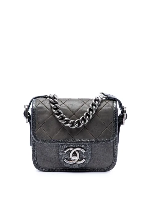 CHANEL Pre-Owned 2012-2013 Paris Bombay Mini Quilted Iridescent Calfskin Back to School Single Flap crossbody bag Grey FU7HD828M9WE0D2A