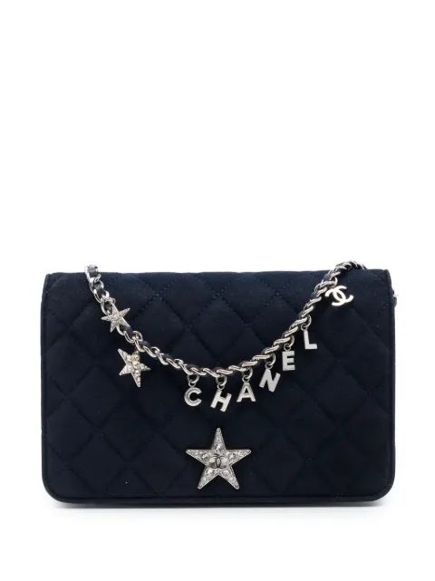 CHANEL Pre-Owned 2019 Quilted Suede Cocostellar Wallet on Chain crossbody bag Blue 66AKHT49Q8M35KNF