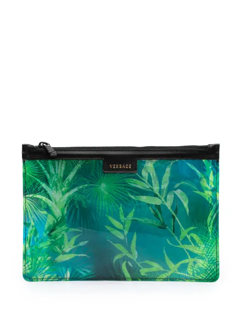Versace Pre-Owned 2000-2026 PVC Jungle Print Zipped clutch bag Green 5FDUHAJFFKFR0DFO