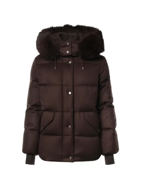 Moorer faux-fur-trimmed hooded puffer jacket Brown MODPA100019