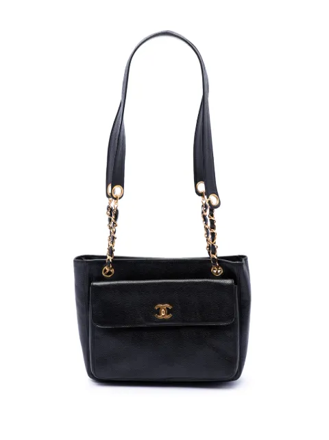CHANEL Pre-Owned 1996-1997 CC Caviar Front Pocket shoulder bag Black 489VHJE10TE80CD3