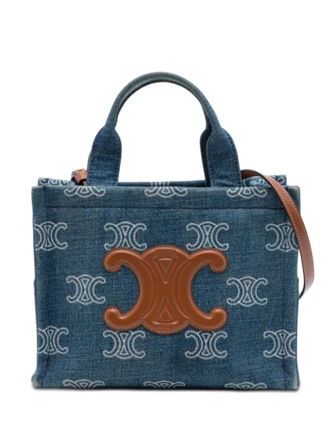 Celine Pre-Owned 2023 Small Denim Triomphe Cabas Thais Tote satchel Blue 29C4402IUYJ0TRDC