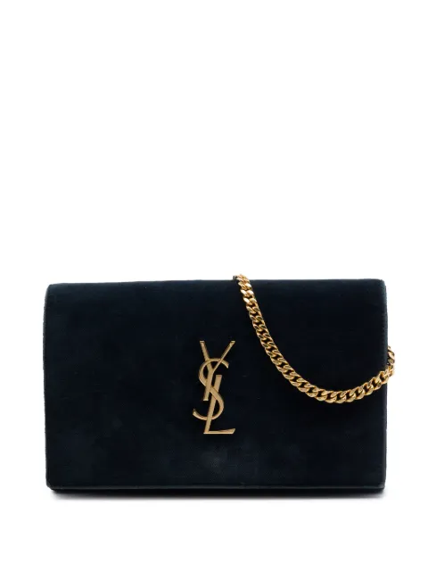 Saint Laurent Pre-Owned 2016 Suede Monogram Kate Chain Wallet crossbody bag Green YV5533N3YECTT7WK