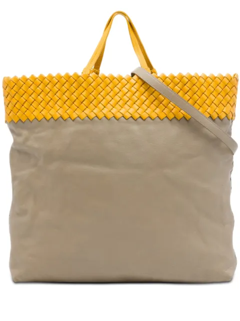Bottega Veneta Pre-Owned 2012-2026 Intrecciato Trimmed Bicolor Nappa satchel Yellow 2C6R6RG7CG2VYYE0