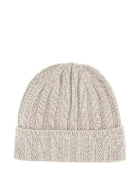 Vanisè Chalk ribbed-knit beanie hat Neutrals V71690