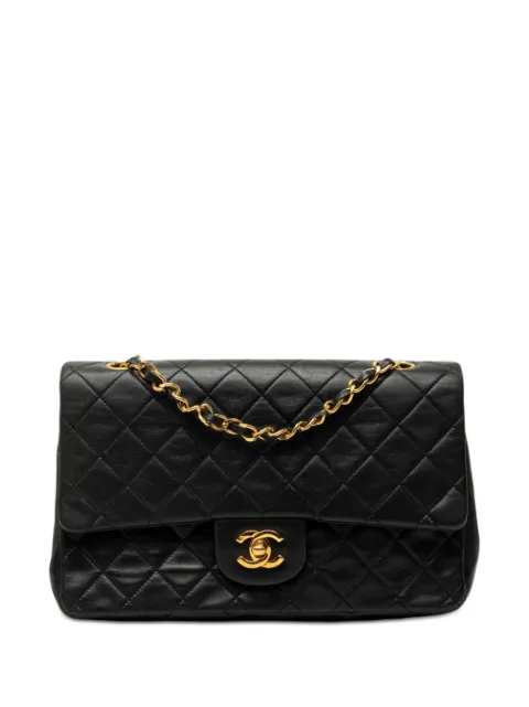 CHANEL Pre-Owned 1989-1991 Medium Classic Lambskin Double Flap shoulder bag Black EPHYXK7DRM4VQ8GB