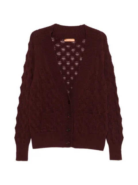 Ermanno Scervino cable-knit pointelle-trim cardigan Red D494N506TON