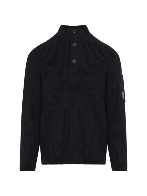 C.P. Company ribbed-knit Lens-detail sweater Black 21CMKN102A006608A