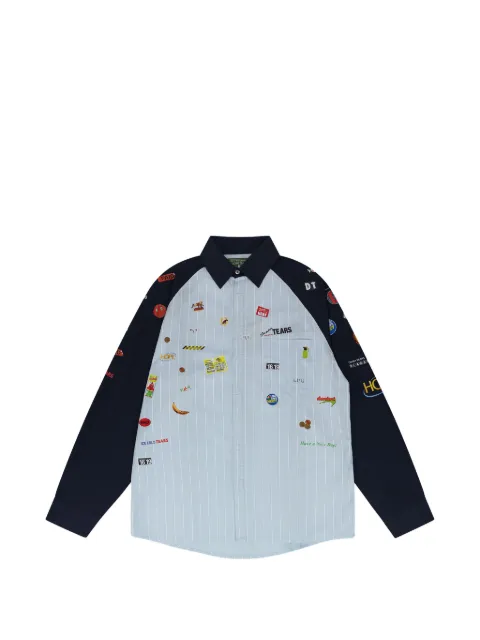 Denim Tears patch-detail striped shirt Blue DT840
