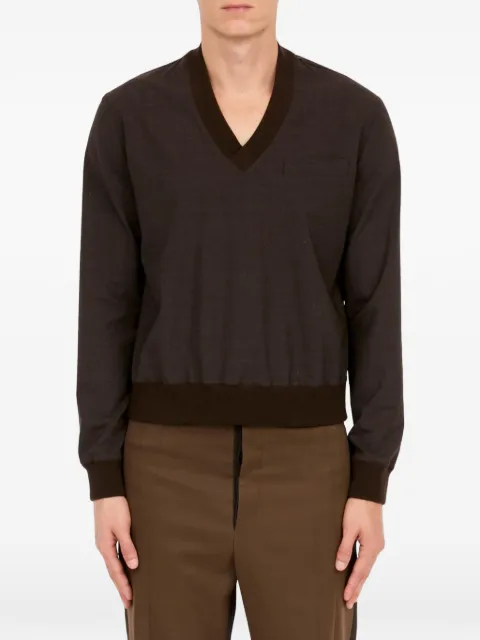 MM6 Maison Margiela V-neck long-sleeve top Brown SH2NH0017M35733