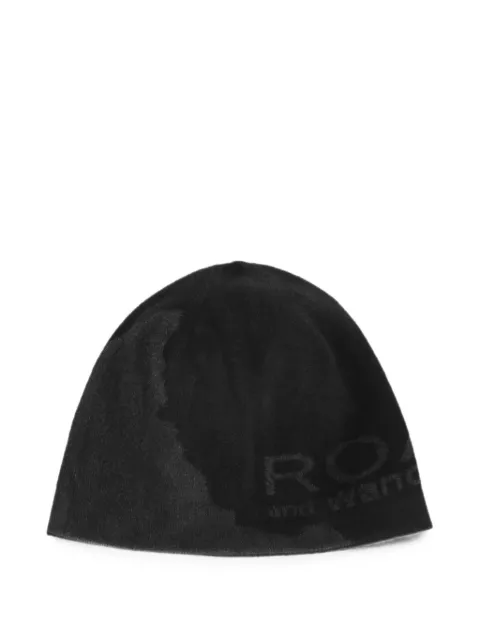 Roa x and Wander logo-detail cotton beanie hat Black OBMW203YA03BLK0001