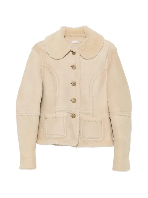 Dolce & Gabbana Pre-Owned 2000s shearling-trim button-up jacket Neutrals DG900CLP
