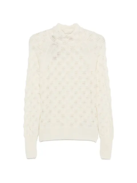 Ermanno Scervino pointelle-knit high-neck sweater Neutrals D494M503TON
