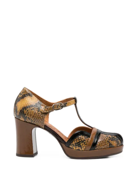 Chie Mihara Ditora snake-effect t-bar pumps Brown DITORA49