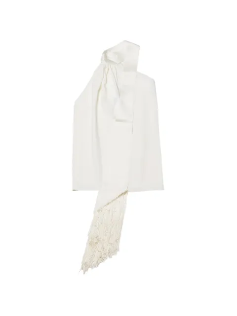 Taller Marmo Astor fringe-trimmed one-shoulder top White PF2608