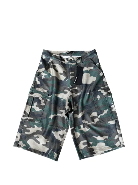 Triple Sevens camouflage-print leather shorts Green TS7071