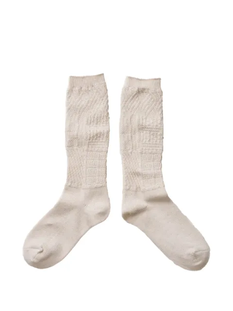 yahae patchwork-knit organic-cotton-blend socks White 75019