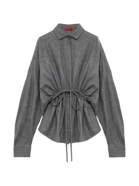THELATEST Dalida drawstring-waist long-sleeve shirt Grey TLWE4021W0234ABTP