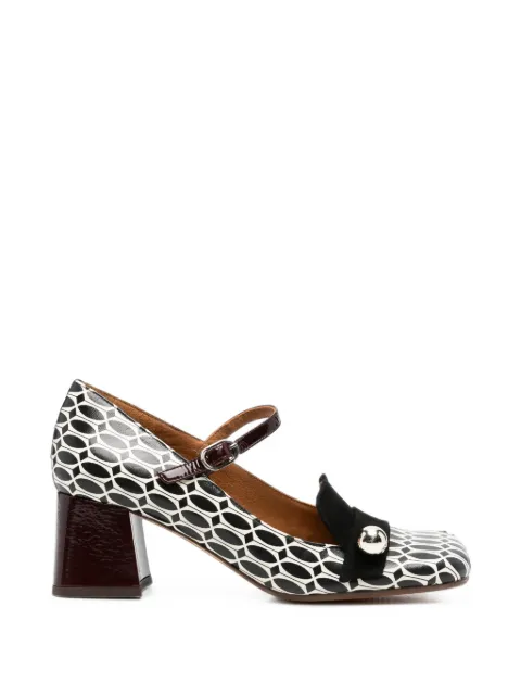 Chie Mihara Sweka geometric-print buckle-fastening pumps White SWEKA