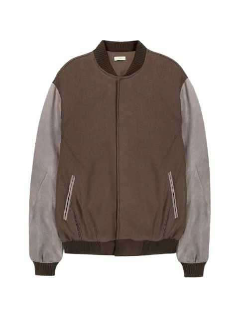 XLIM EP.8 02 distressed panelled bomber jacket Brown XLEP8JK02BR