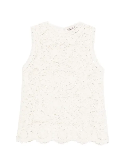 Semicouture guipure-lace sleeveless top Neutrals S6WC79