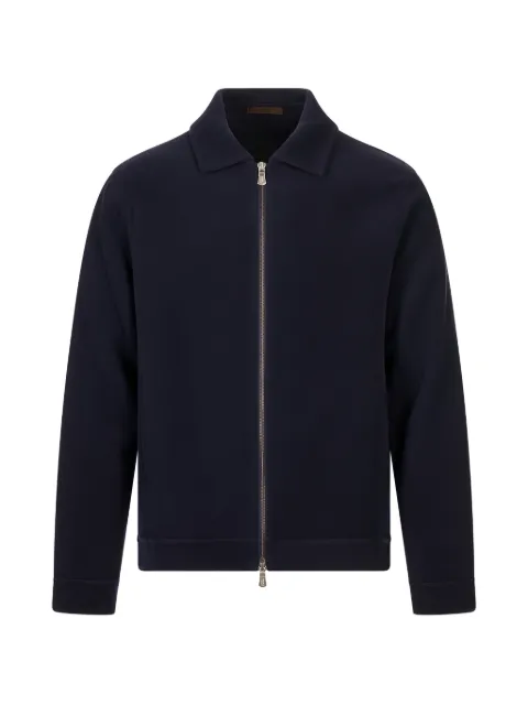 Fedeli zip-up collared jacket Blue 00458