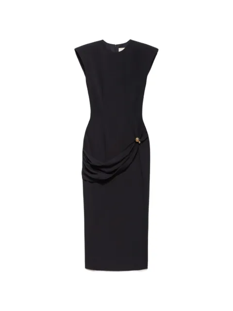 Aniye By draped padded-shoulder midi dress Black 181138