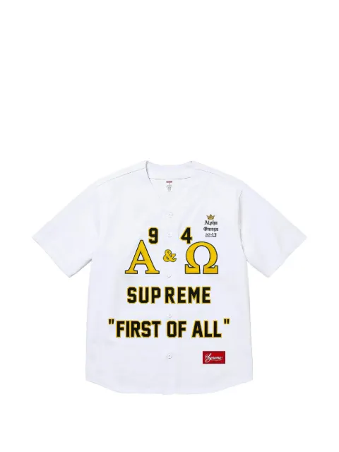 Supreme Alpha Omega baseball jersey shirt White SU28095