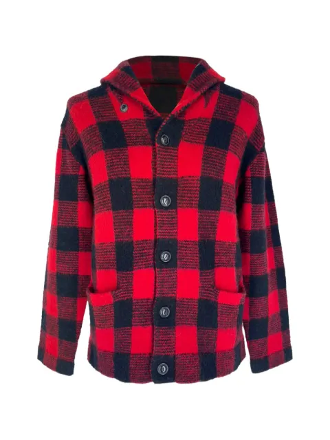 Ralph Lauren Vintage 2021 plaid leather-patch wool cardigan Red RFCPUGBCL767820M