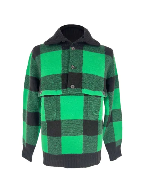 Ralph Lauren Vintage 2021 plaid button-collar wool sweater Green RFCPUGBCL767821M