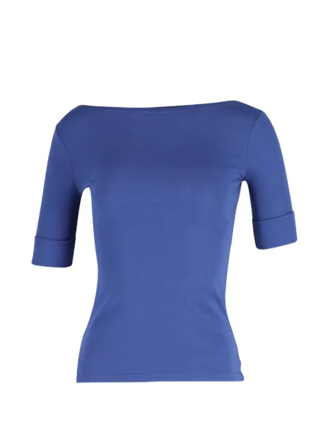 Ralph Lauren Vintage boat-neck elbow-sleeve cotton top Blue TONPUGBCL268016W