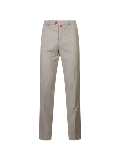 Kiton logo-patch straight-leg trousers Grey UFPPERK0133L