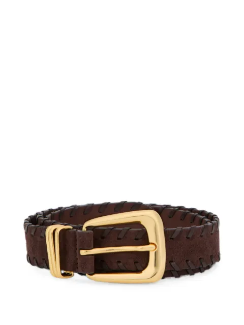 Veronica Beard Arch whipstitch-trim belt Brown A2606HL106D049
