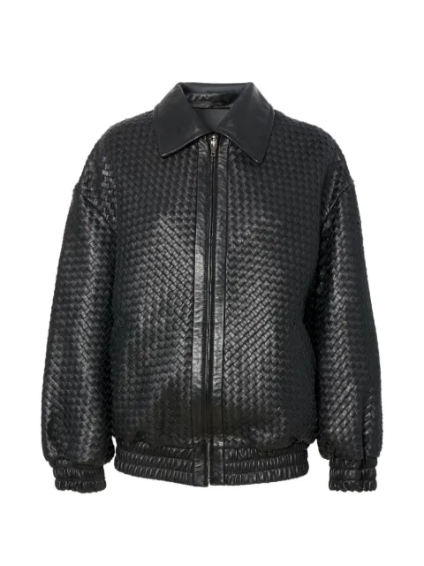 Manokhi Sara braided leather jacket Black A0070005
