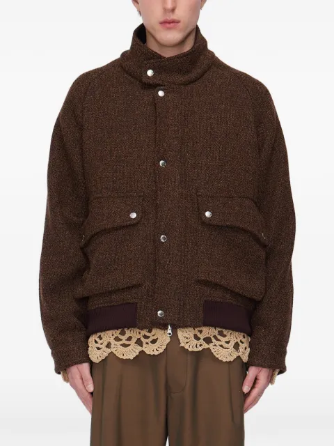 Song For The Mute tweed raglan-sleeve jacket Brown 252MJK120TWEDBRN
